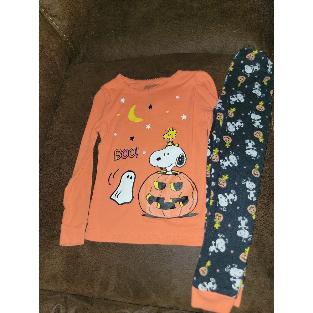Peanuts snoopy fall Halloween pumpkin ghost pajamas sleep size 3t